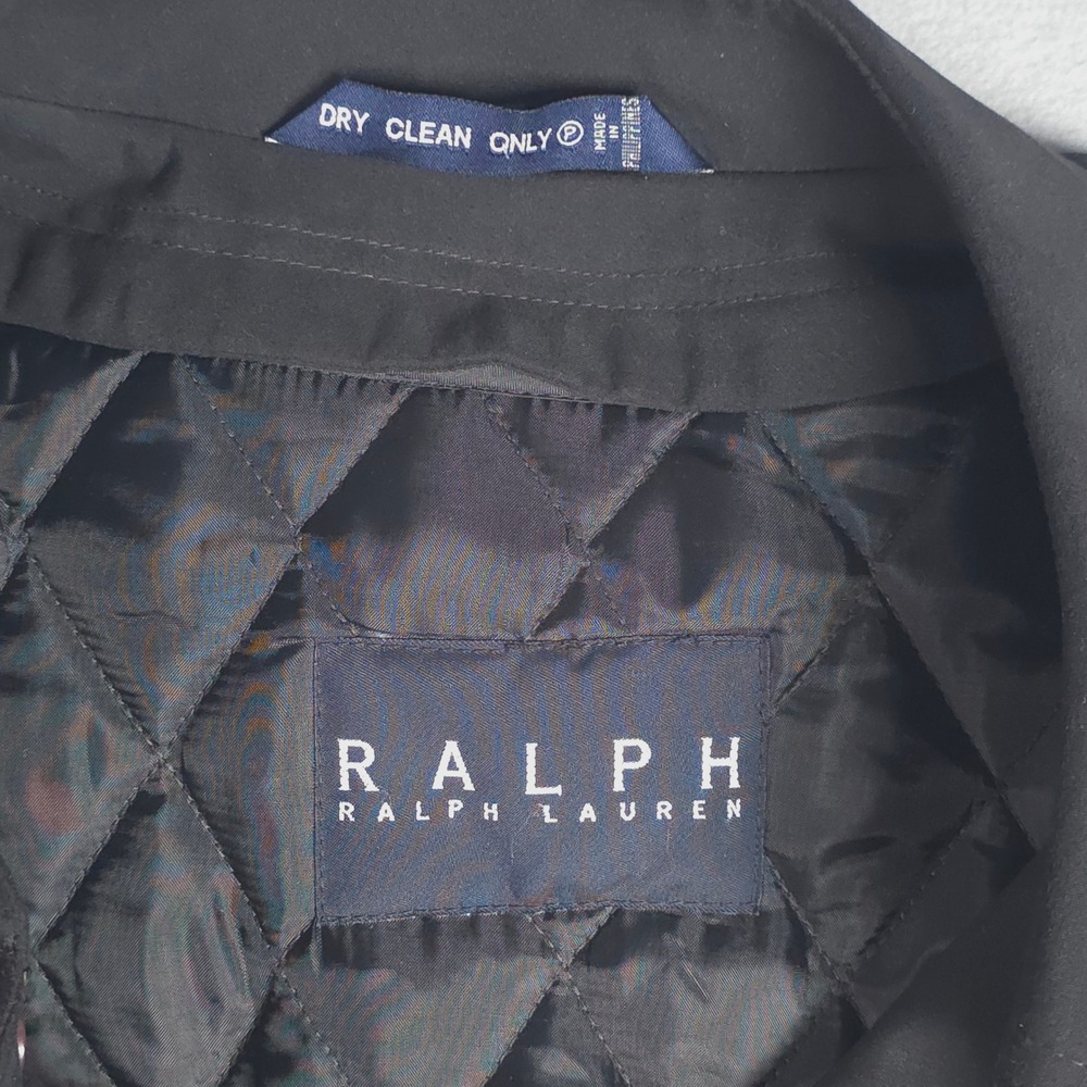 Ralph Lauren Men's Black Quilted Lined Rain Trench Coat Size 42R Belted - Picture 3 of 15